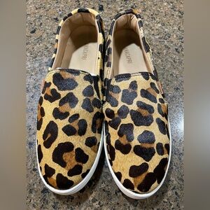 Hot🔥 ANACAPRI Women’s Sz 40 9.5 Calf Hair Leopard Animal Print Slip-On Loafers